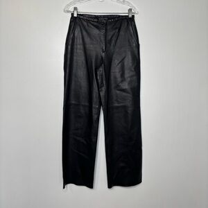 Banana Republic Genuine Leather Straight Leg Pants Black Size 6. Y2K